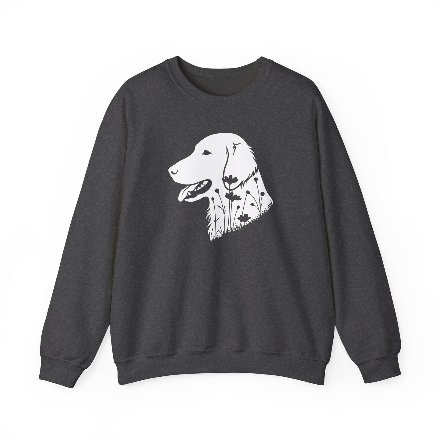 Flat Coated Retriever Flowers Crewneck Sweatshirt