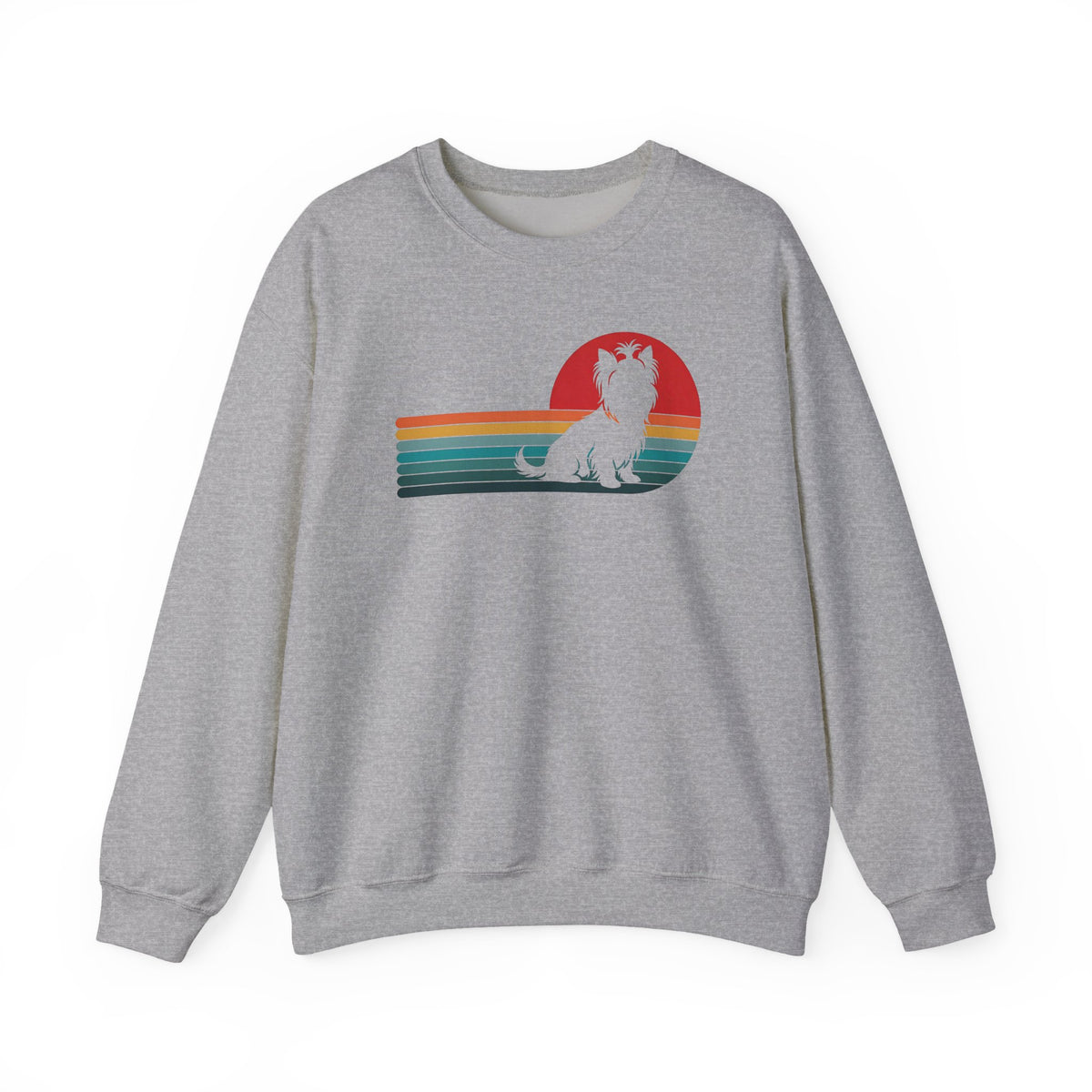 Yorkshire Terrier Retro Sunset Crewneck Sweatshirt Sport Grey