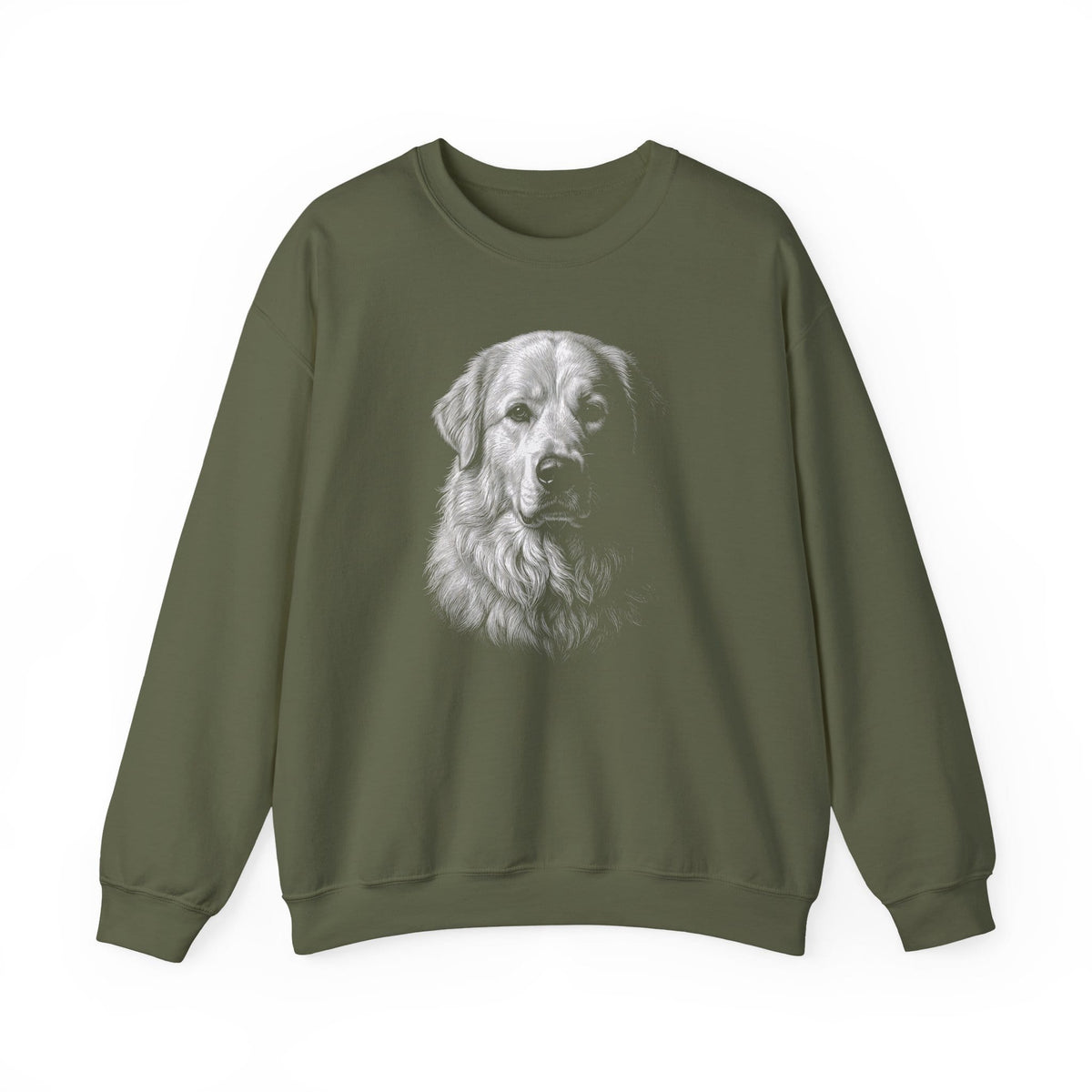 Great Pyrenees Engraved Crewneck Sweatshirt Military Green