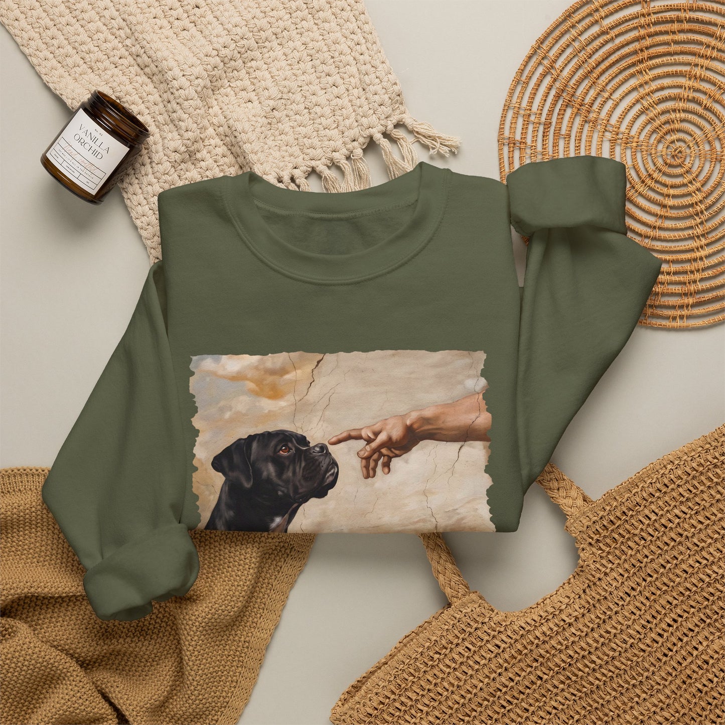 God Creates Black Boxer Crewneck Sweatshirt