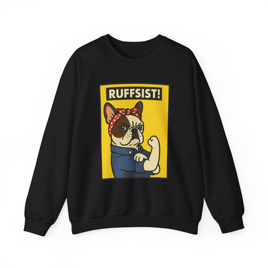French Bulldog Rosie the Riveter Crewneck Sweatshirt Black