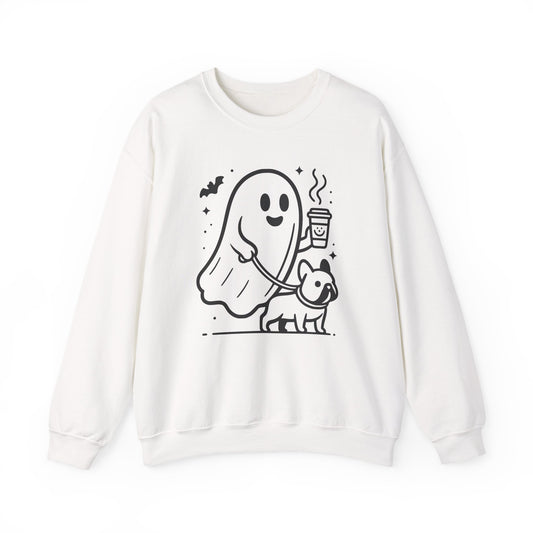 French Bulldog Halloween Ghost Crewneck Sweatshirt White