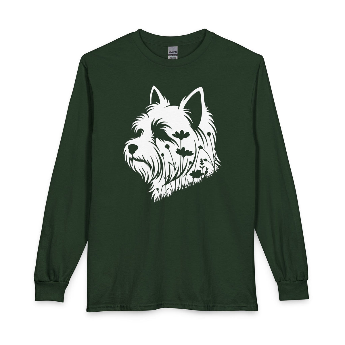 Yorkshire Terrier Flowers Long Sleeve Forest Green