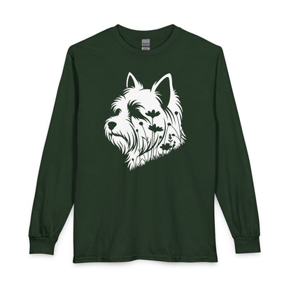 Yorkshire Terrier Flowers Long Sleeve Forest Green