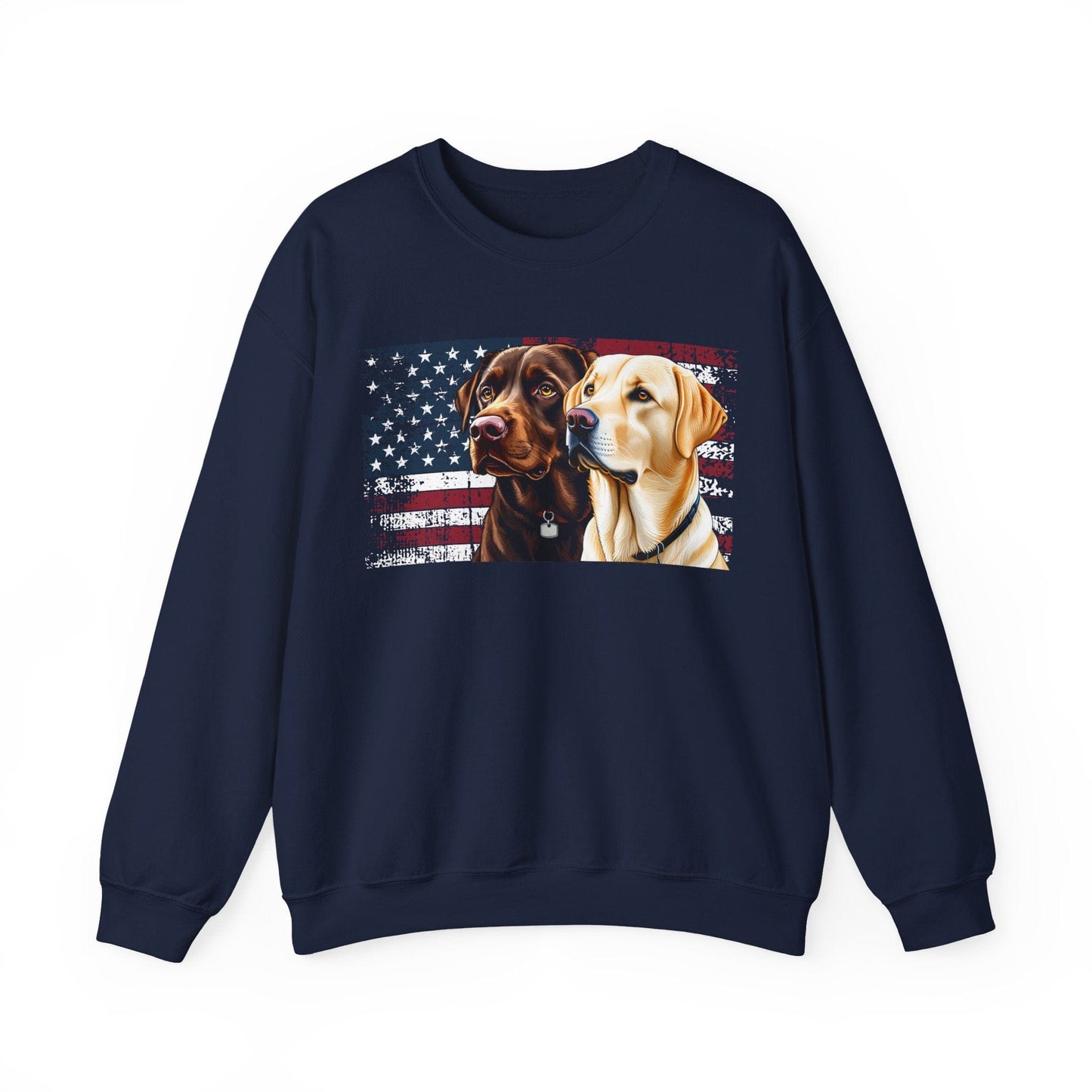 Chocolate & Yellow Lab USA Crewneck Sweatshirt Navy