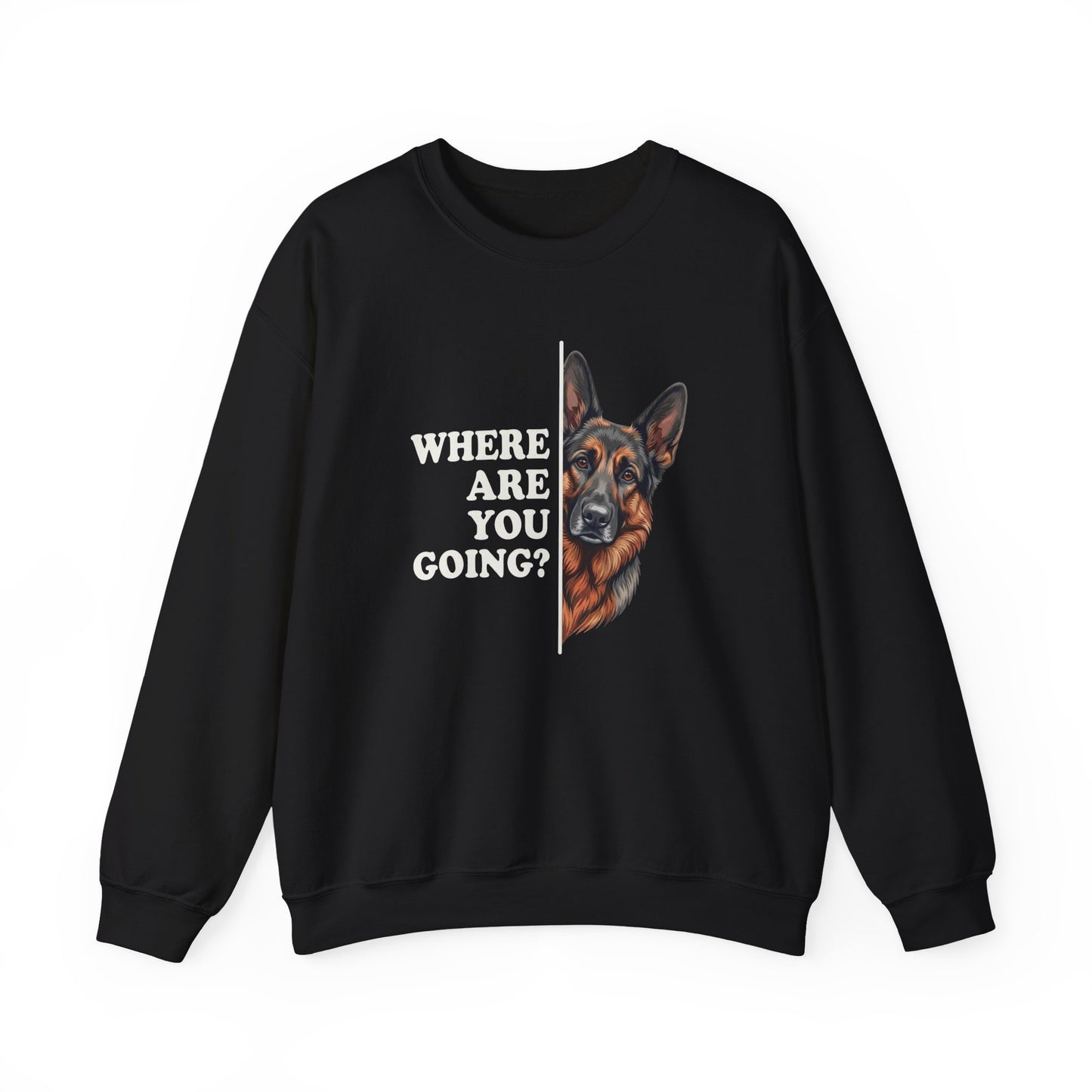 Sable German Shepherd Following Crewneck Sweatshirt Black