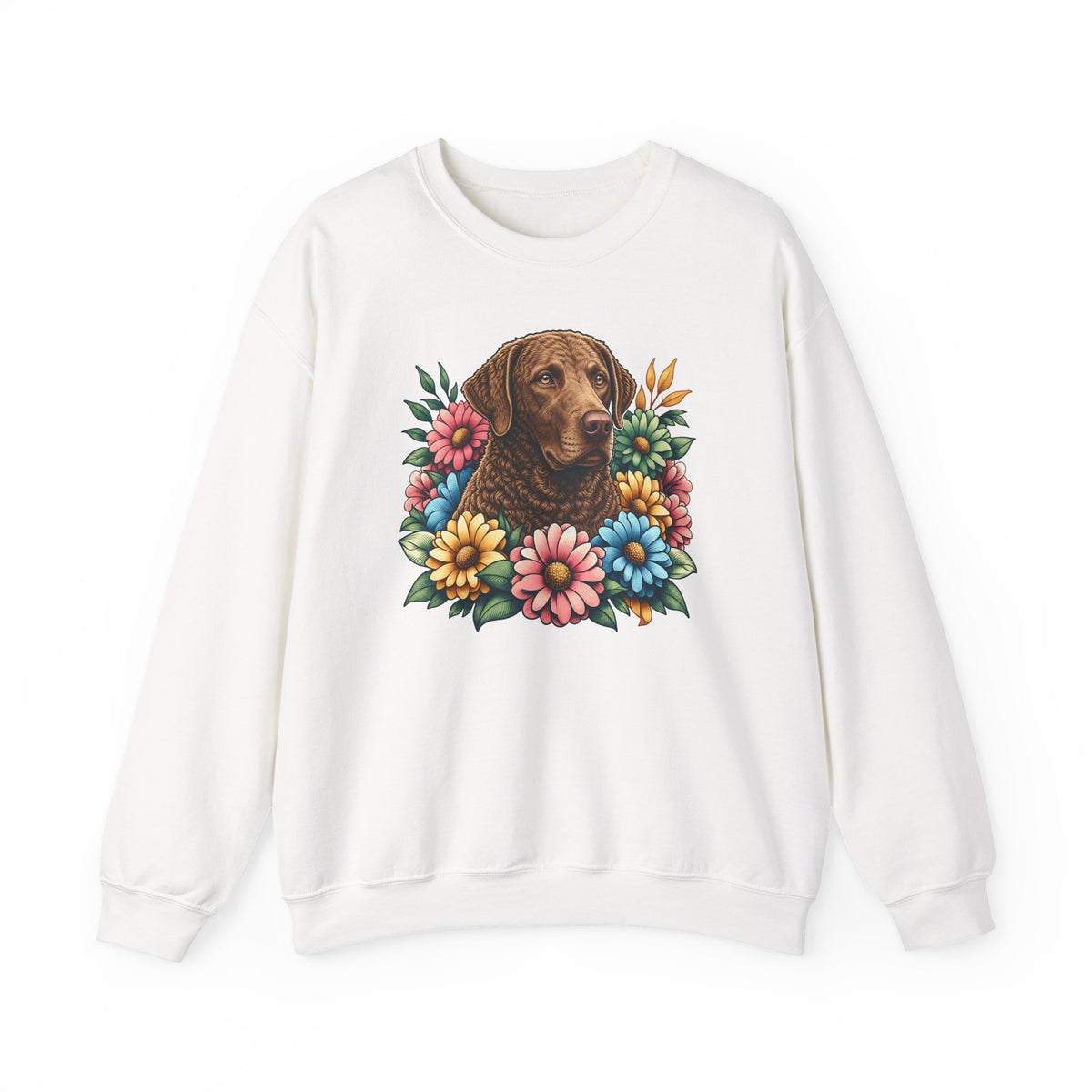 Chesapeake Bay Retriever Flower Wreath Crewneck Sweatshirt