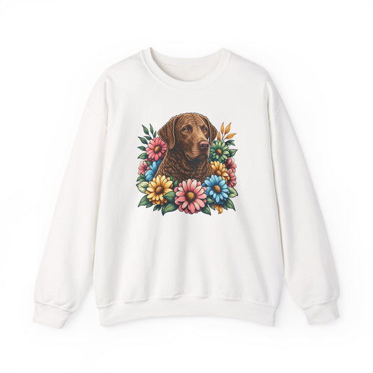 Chesapeake Bay Retriever Flower Wreath Crewneck Sweatshirt