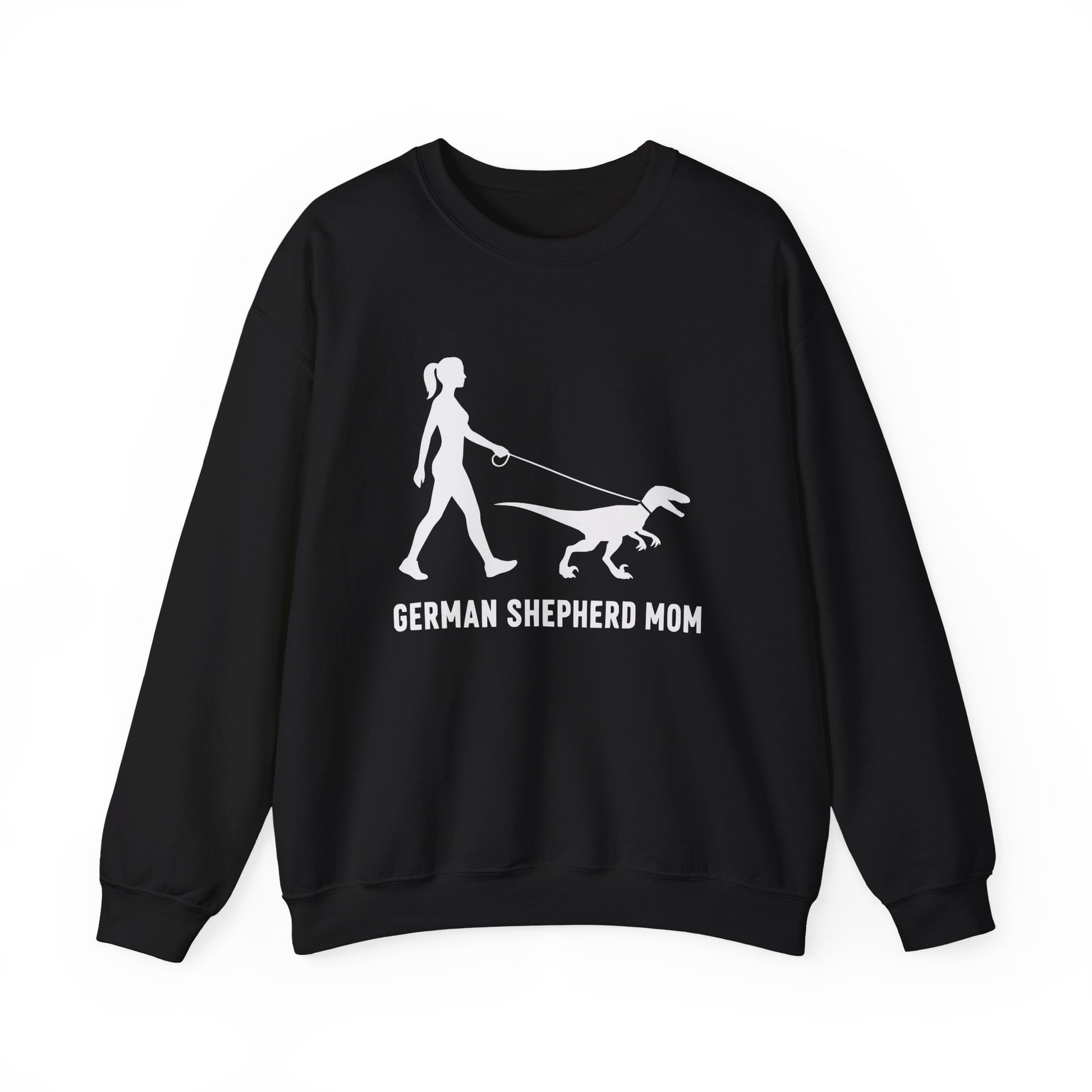 German Shepherd Mom Velociraptor Crewneck Sweatshirt Black