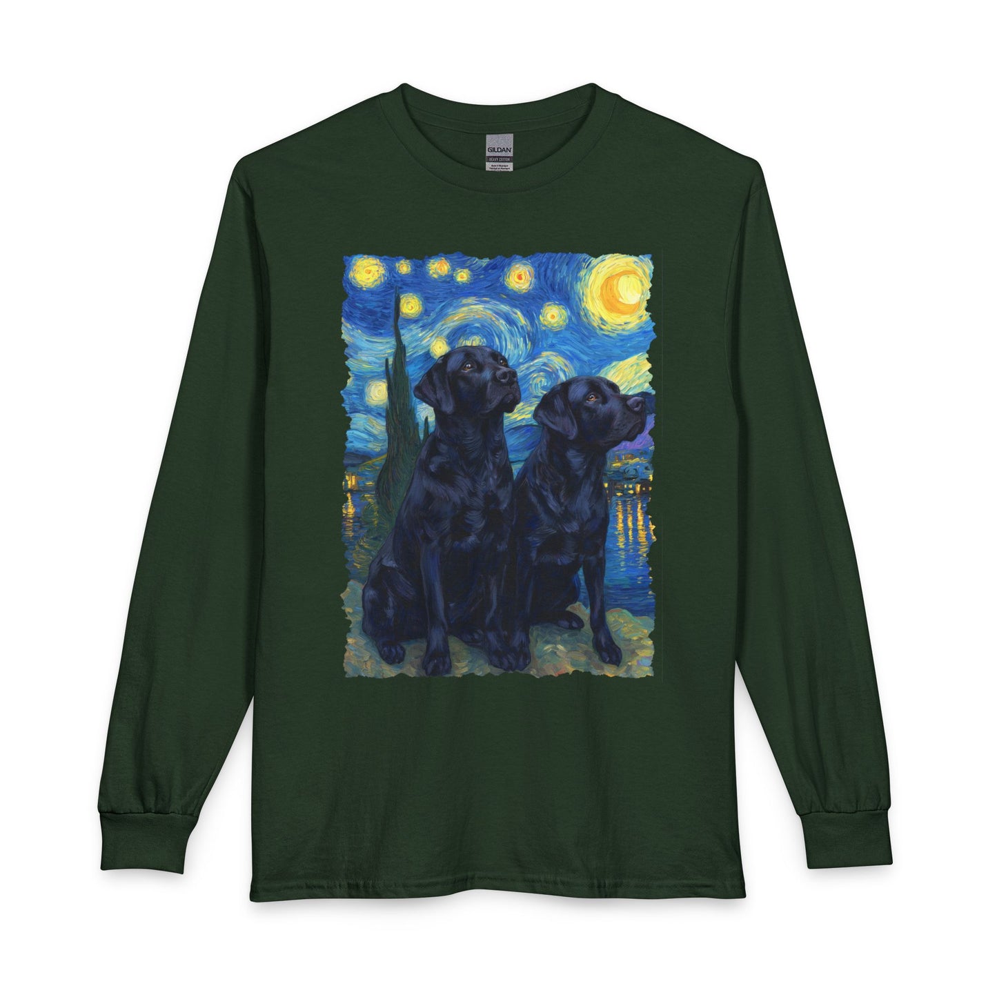 Two Black Labs Van Gogh Long Sleeve