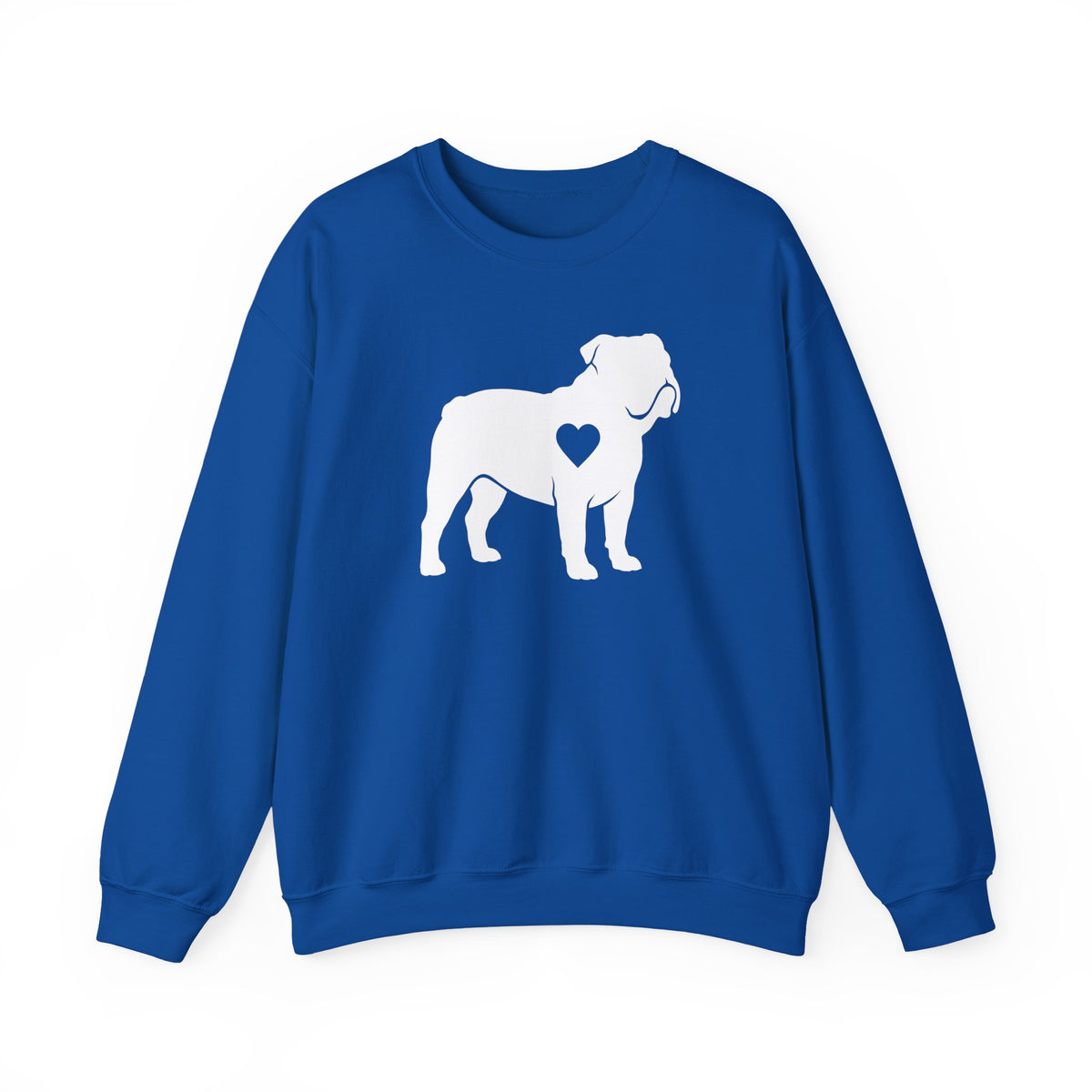 English Bulldog Heart Silhouette Crewneck Sweatshirt Royal