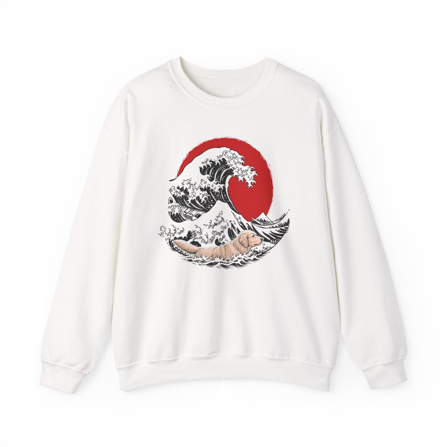 Golden Retriever Swimming Crewneck Sweatshirt White