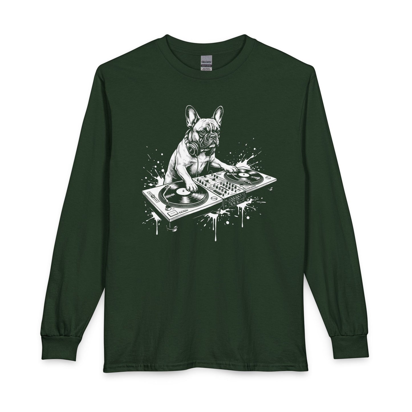 French Bulldog DJ Long Sleeve Forest Green