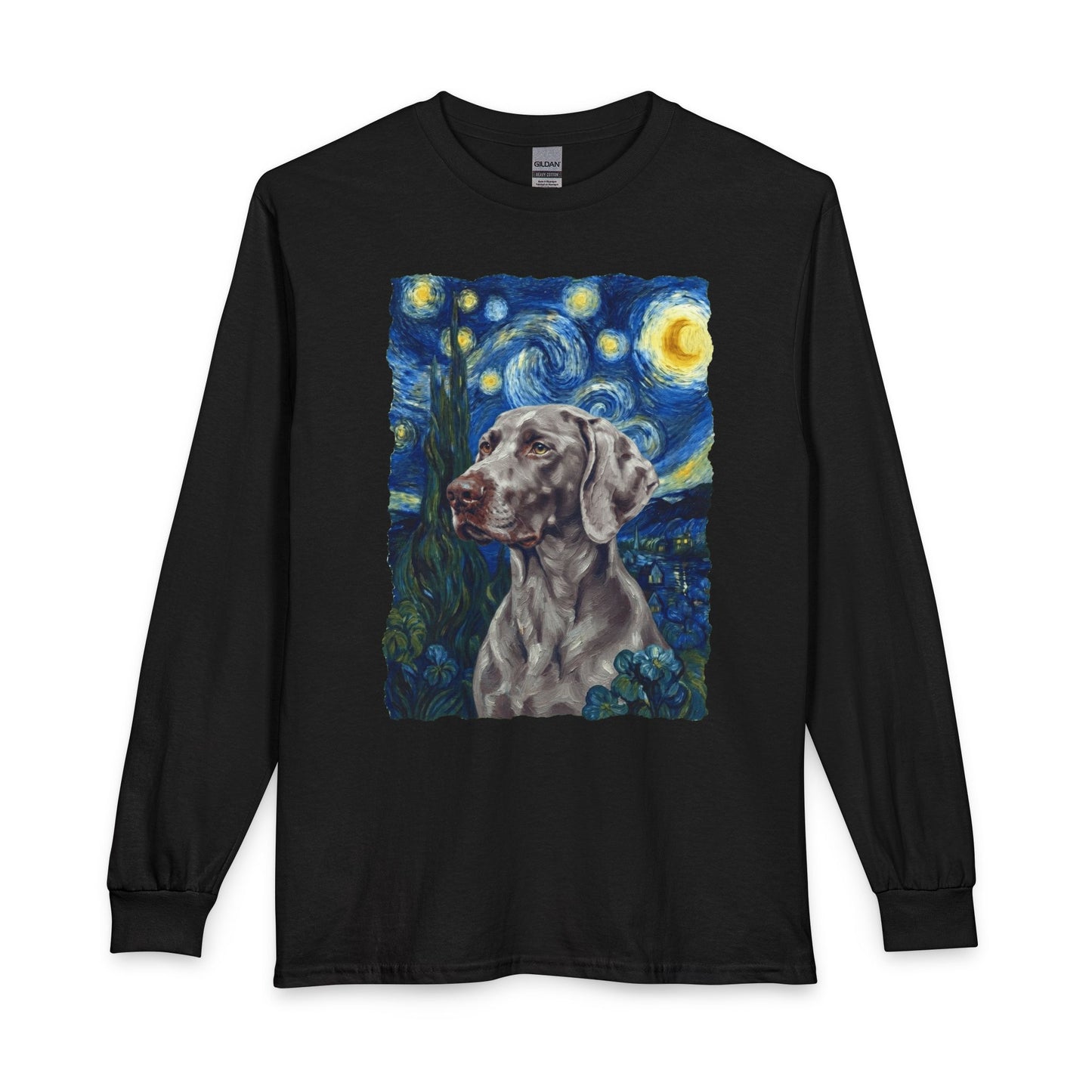 Weimaraner Van Gogh Long Sleeve Black