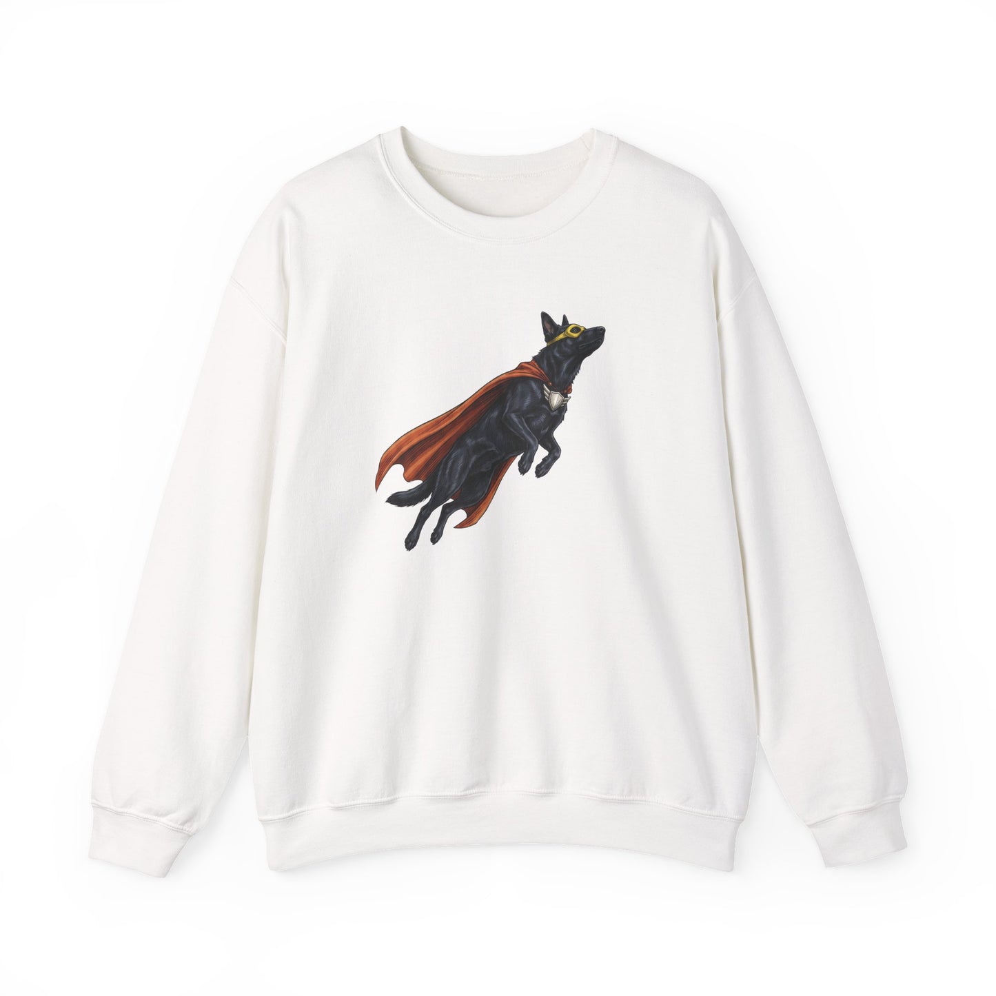 Black German Shepherd Hero Crewneck Sweatshirt White