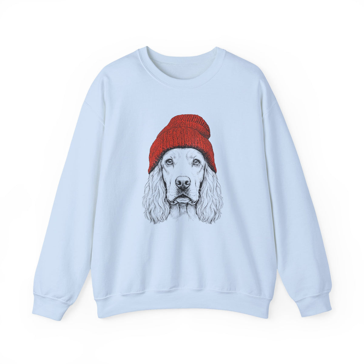 Cocker Beanie Crewneck Sweatshirt Light Blue