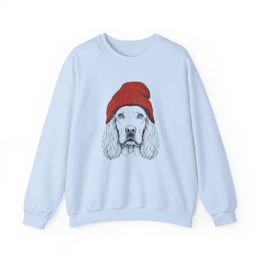 Cocker Beanie Crewneck Sweatshirt Light Blue