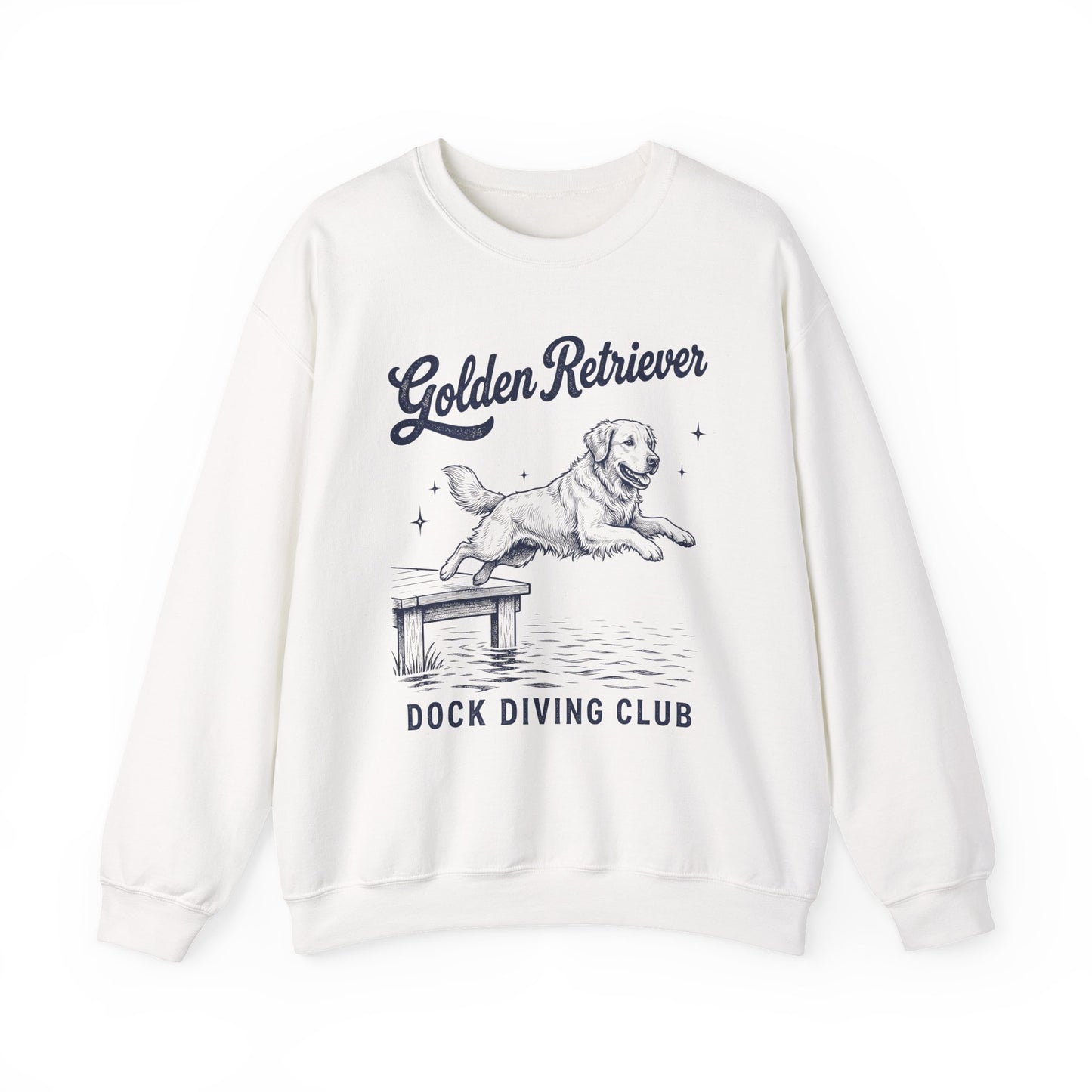 Golden Retriever Dock Diving Club Crewneck Sweatshirt White