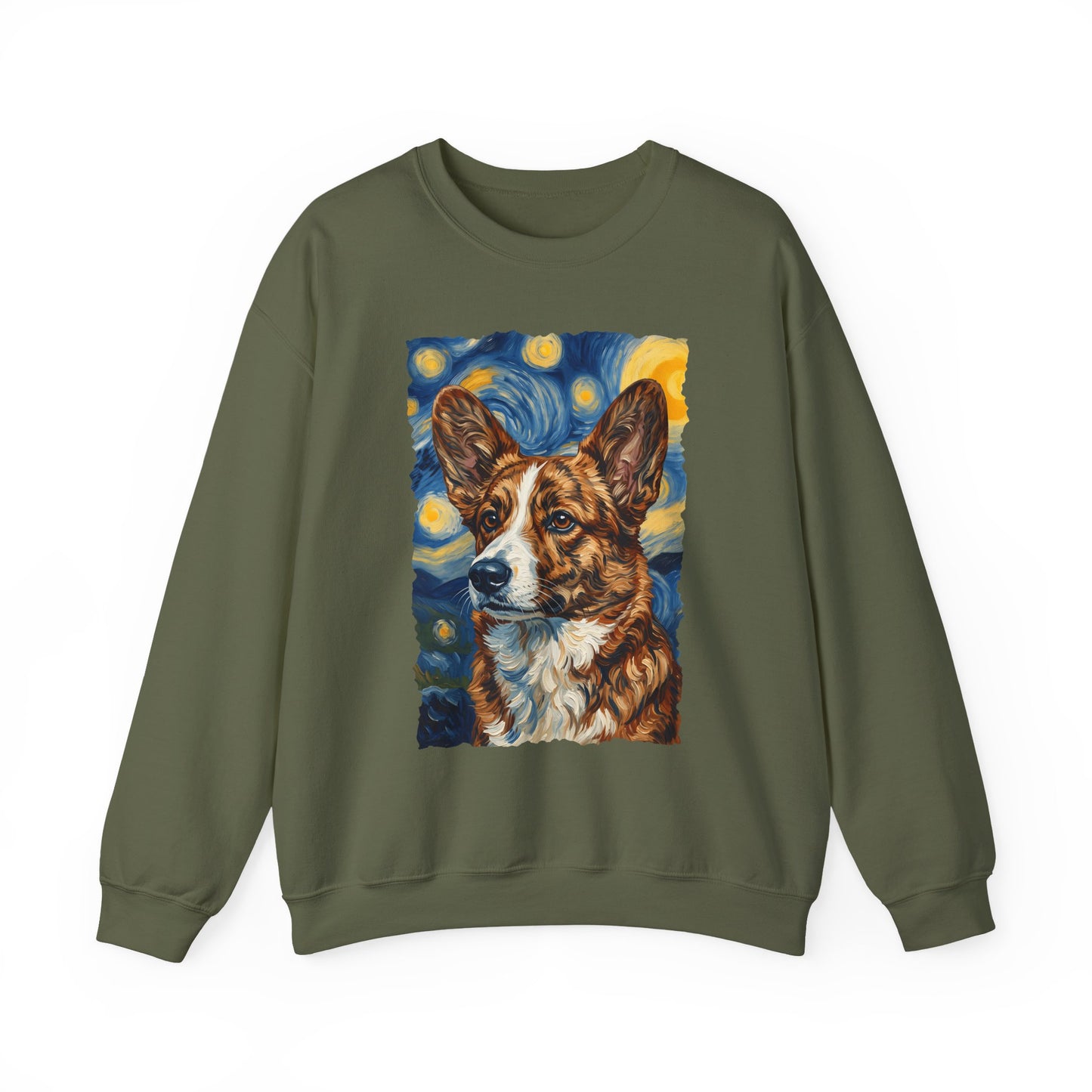 Cardigan Welsh Corgi Red Brindle Van Gogh Crewneck Sweatshirt