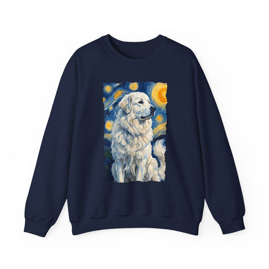 Great Pyrenees Van Gogh Crewneck Sweatshirt Navy