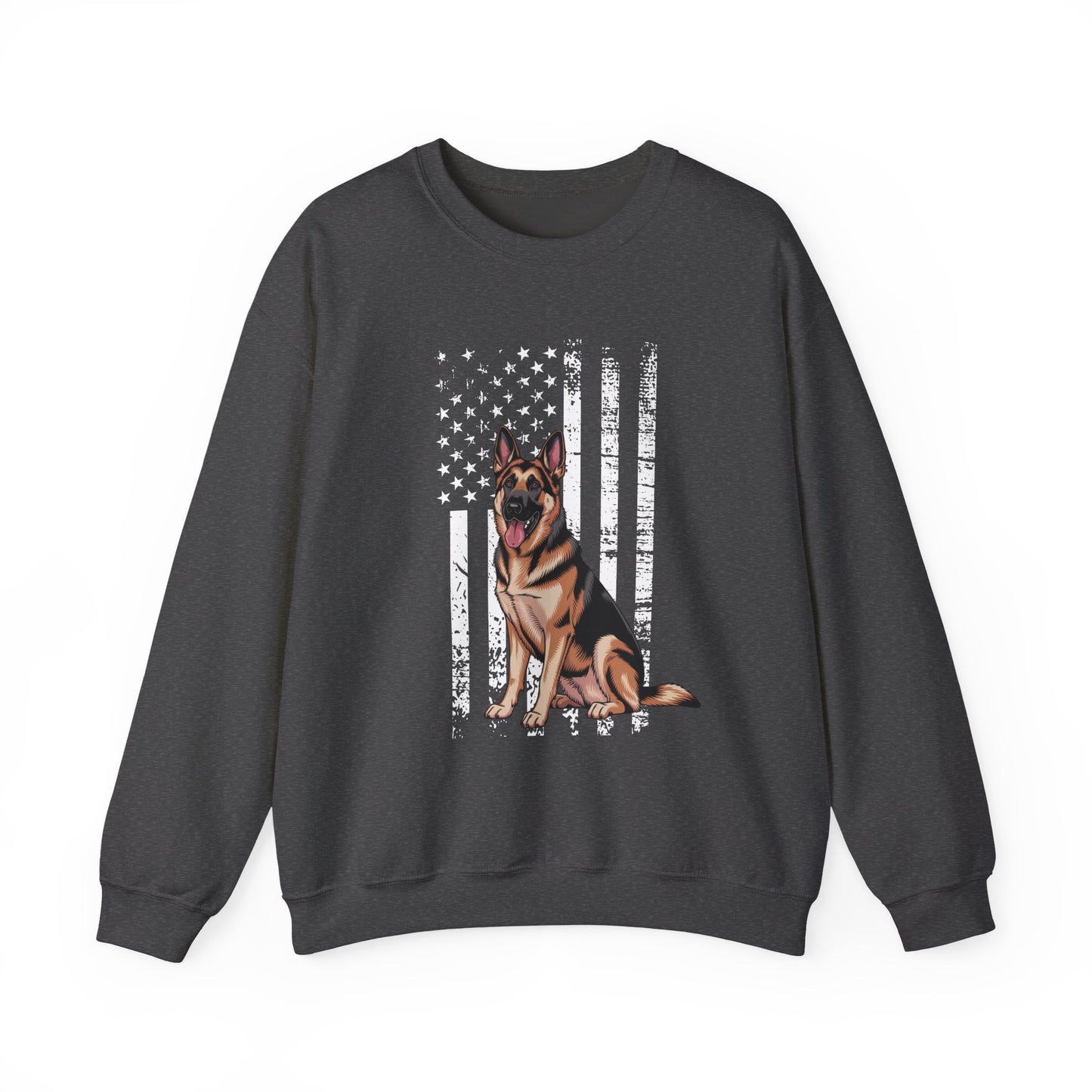 German Shepherd USA Crewneck Sweatshirt Dark Heather