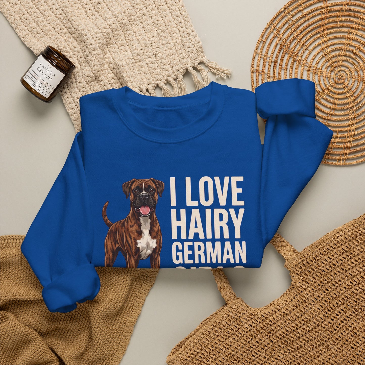 Brindle Boxer Hairy German Girls Crewneck Sweatshirt