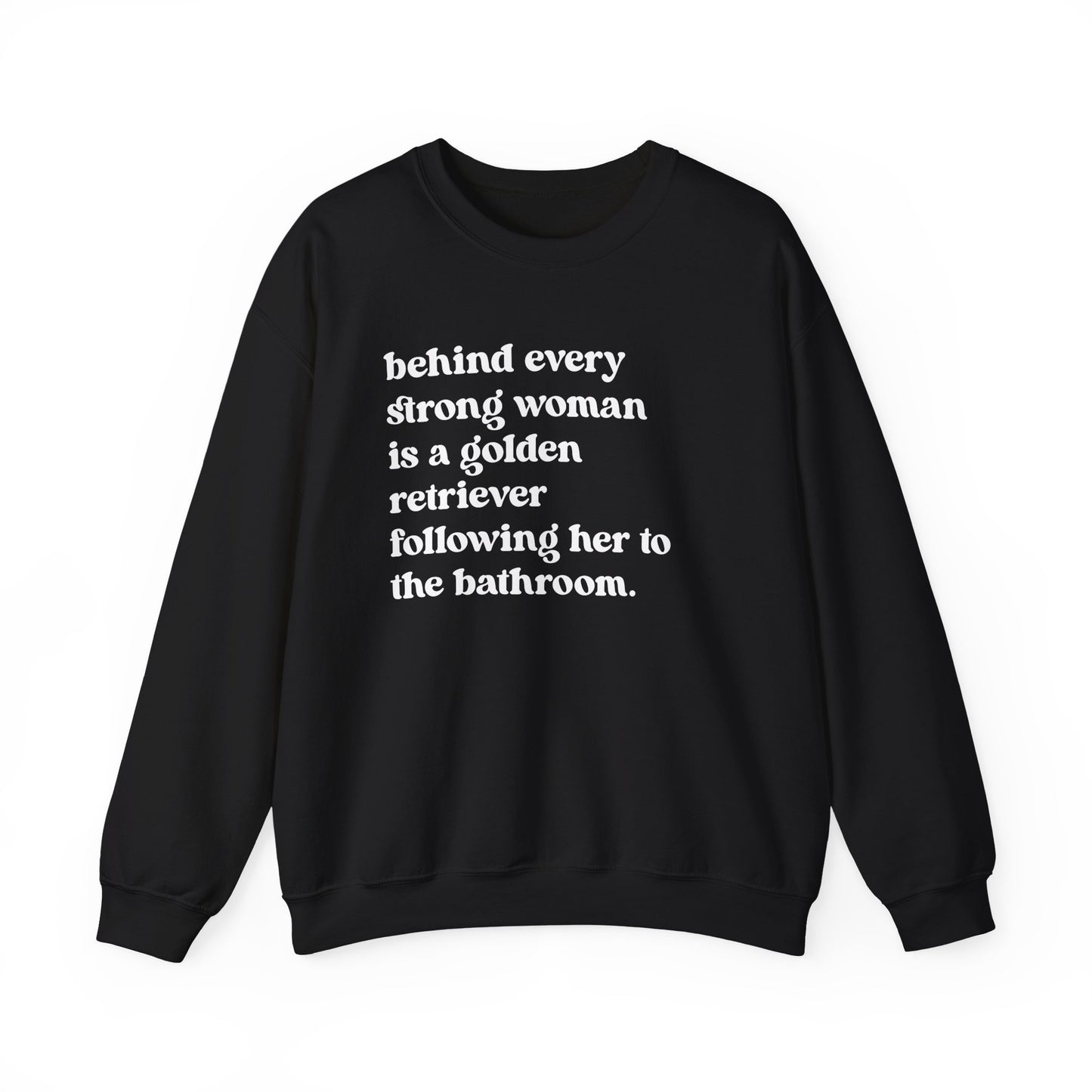 Strong Golden Retriever Woman Crewneck Sweatshirt Black