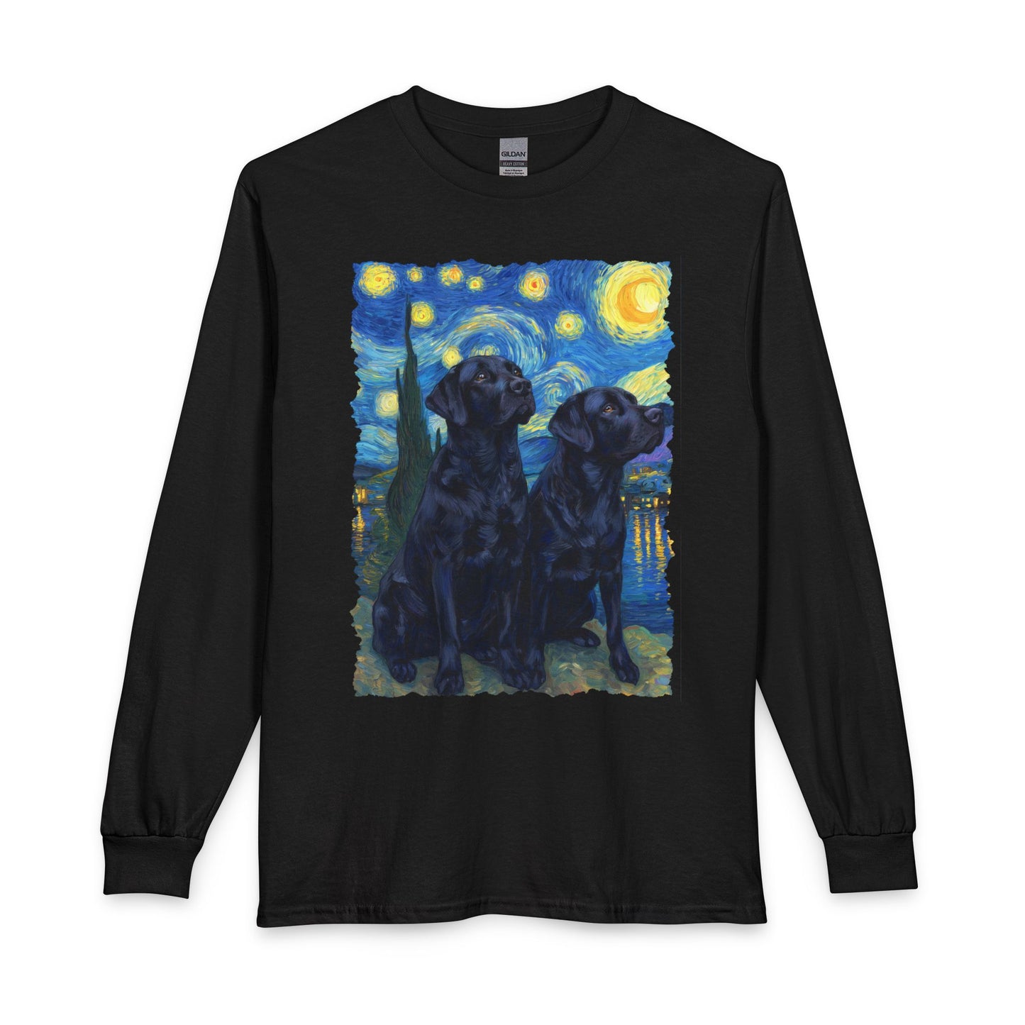 Two Black Labs Van Gogh Long Sleeve