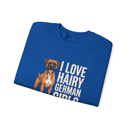 Fawn Boxer Hairy German Girl Crewneck Sweatshirt