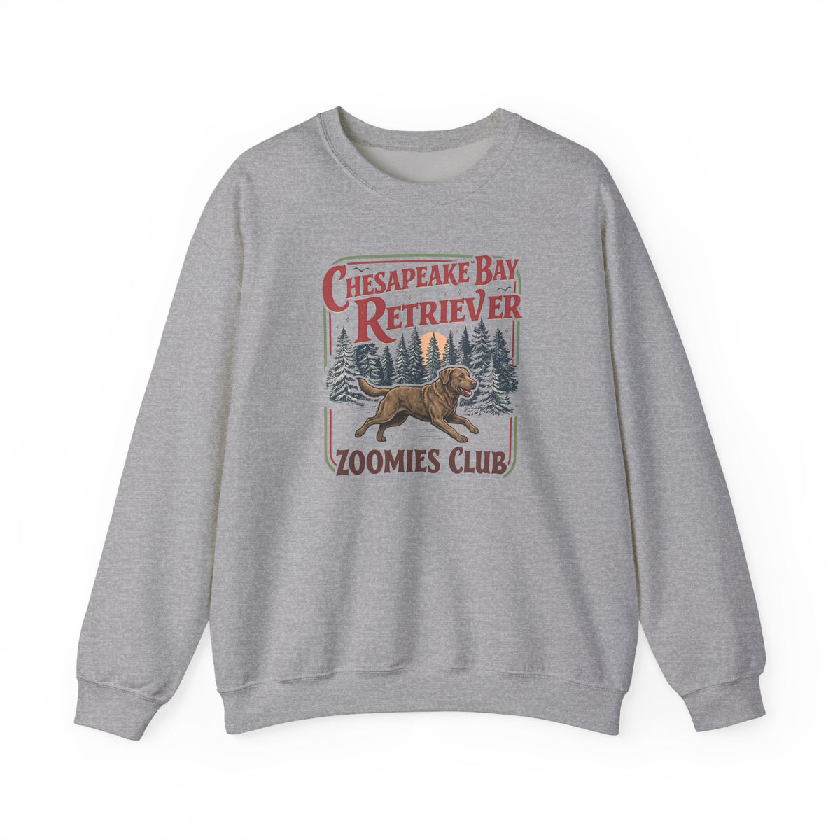 Chesapeake Bay Retriever Zoomies Club Crewneck Sweatshirt Sport Grey