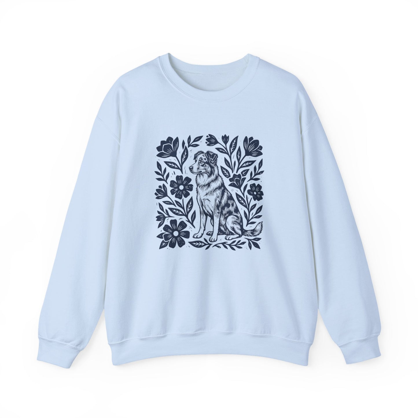 Australian Shepherd Linocut Crewneck Sweatshirt