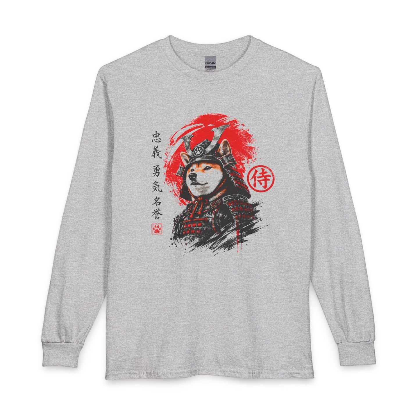Shiba Inu Samurai Long Sleeve Sport Grey