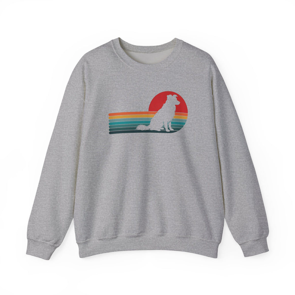 Border Collie Retro Crewneck Sweatshirt Sport Grey