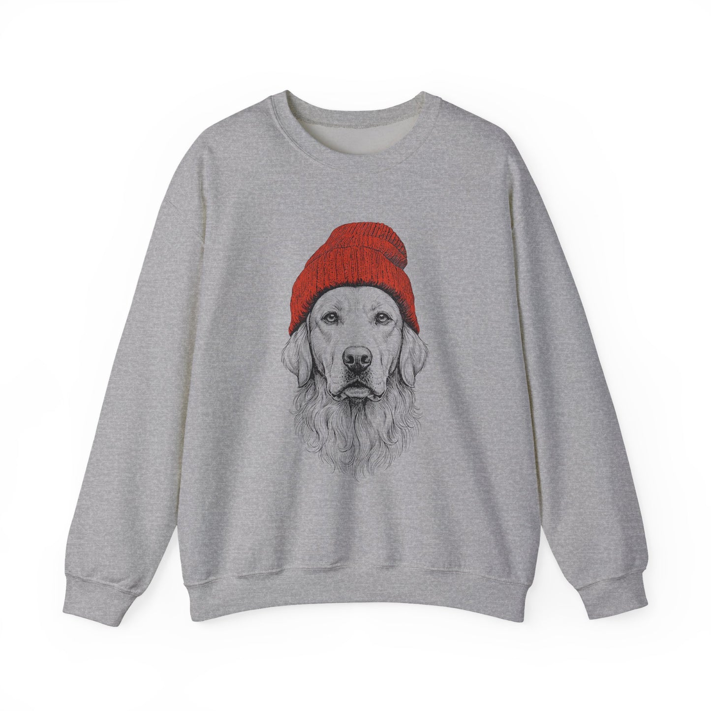 Golden Retriever Beanie Crewneck Sweatshirt Sport Grey