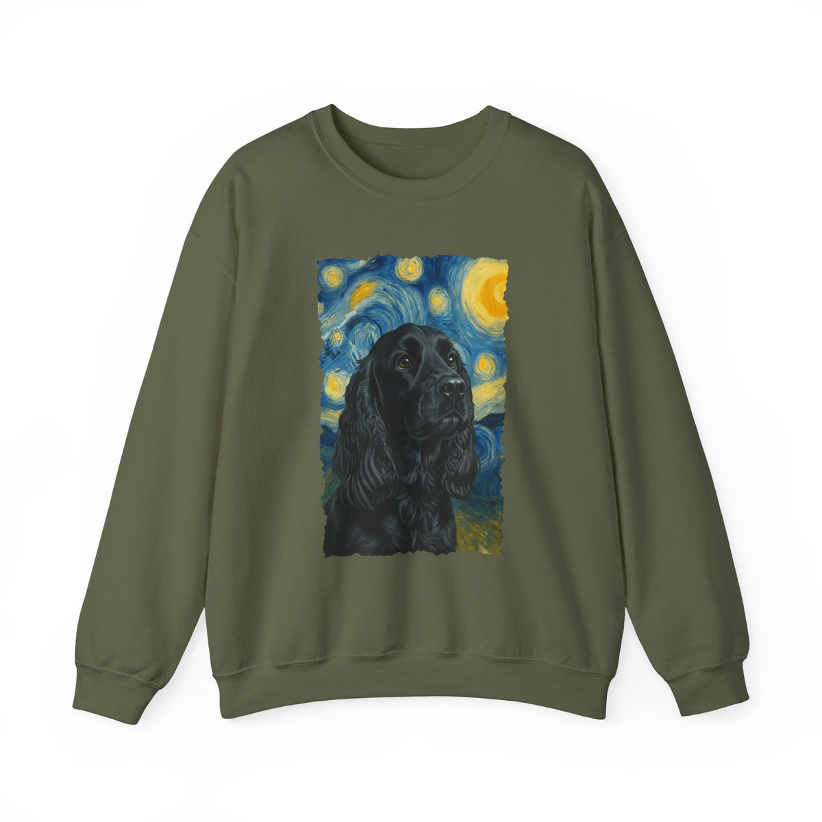 Black Cocker Spaniel Starry Night Crewneck Sweatshirt