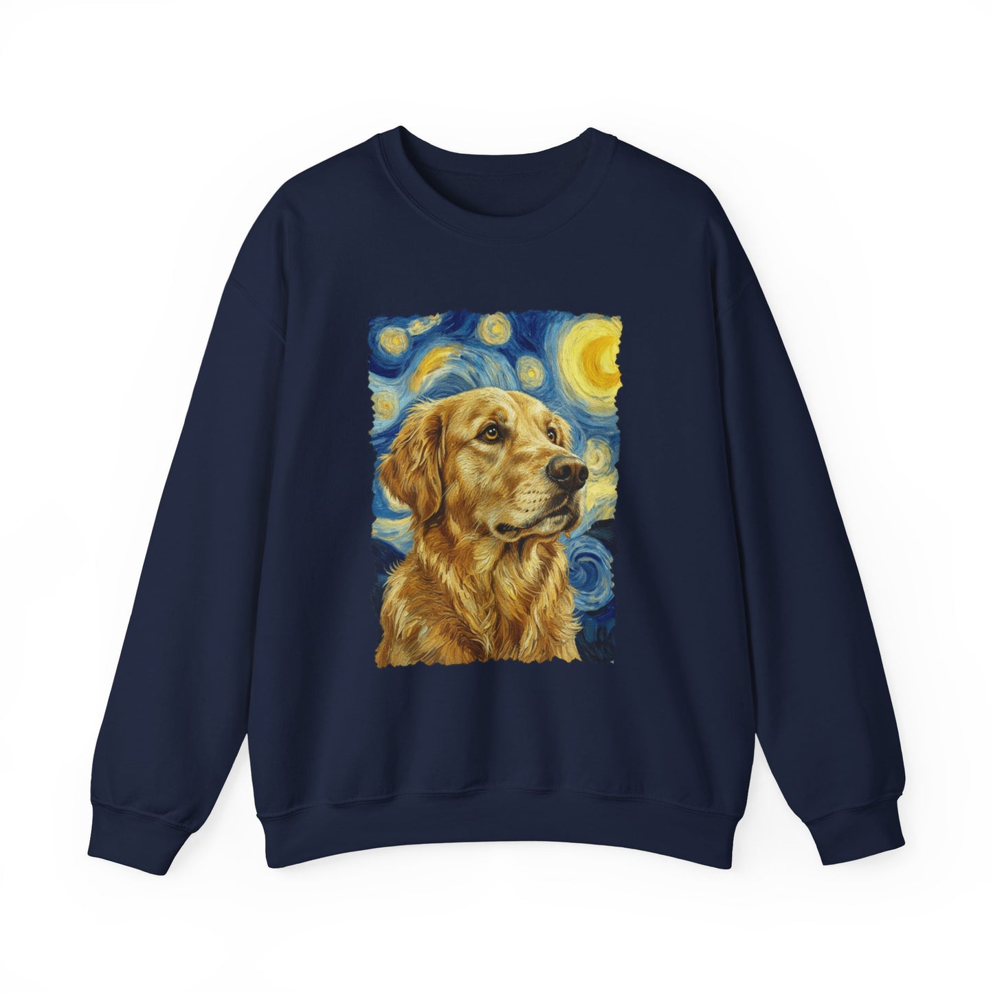 Golden Retriever Van Gogh Crewneck Sweatshirt Navy