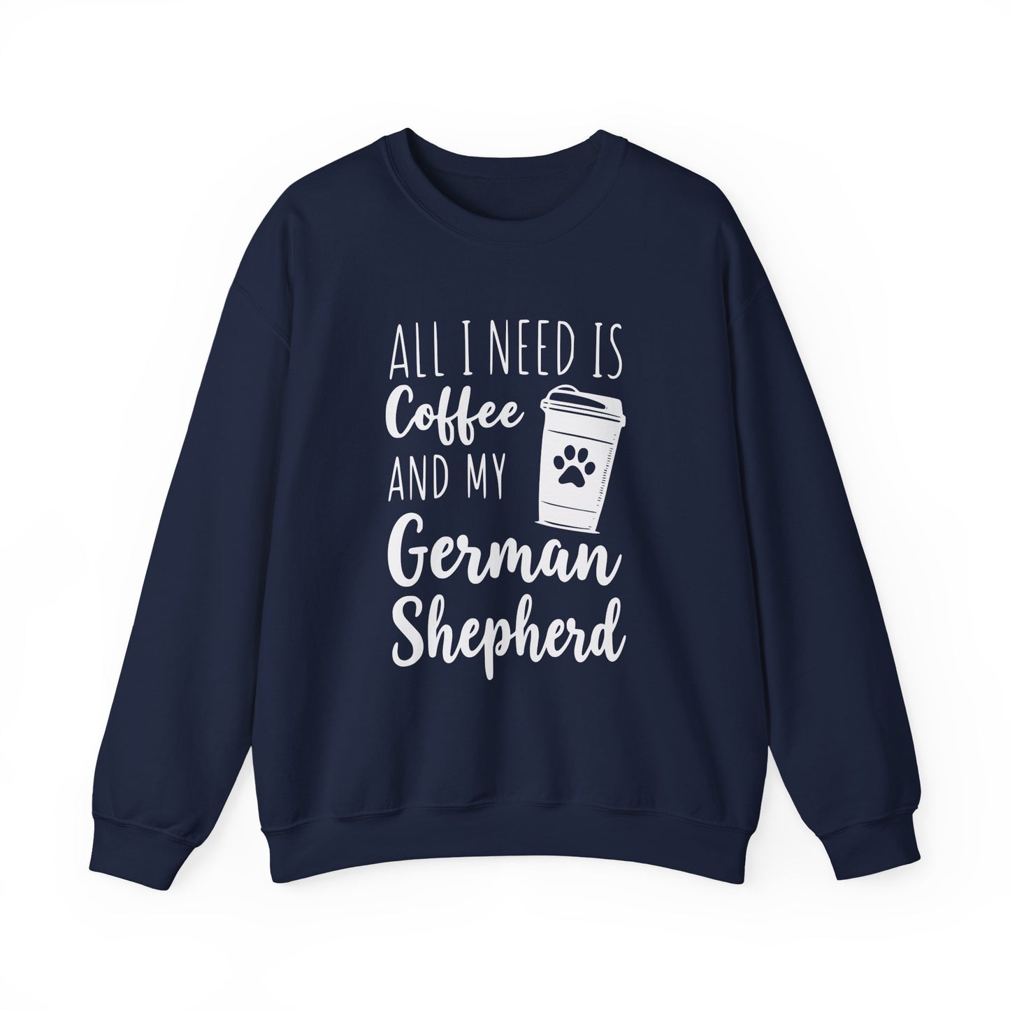 German Shepherd Coffee Crewneck Sweatshirt Navy