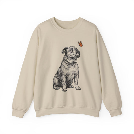 English Bulldog Butterfly Crewneck Sweatshirt Sand