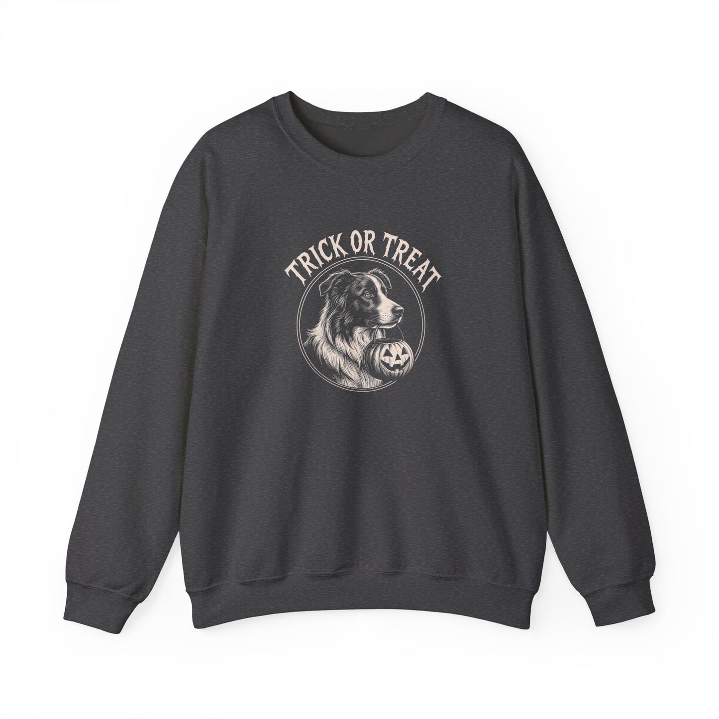 Border Collie Halloween Trick or Treat Crewneck Sweatshirt