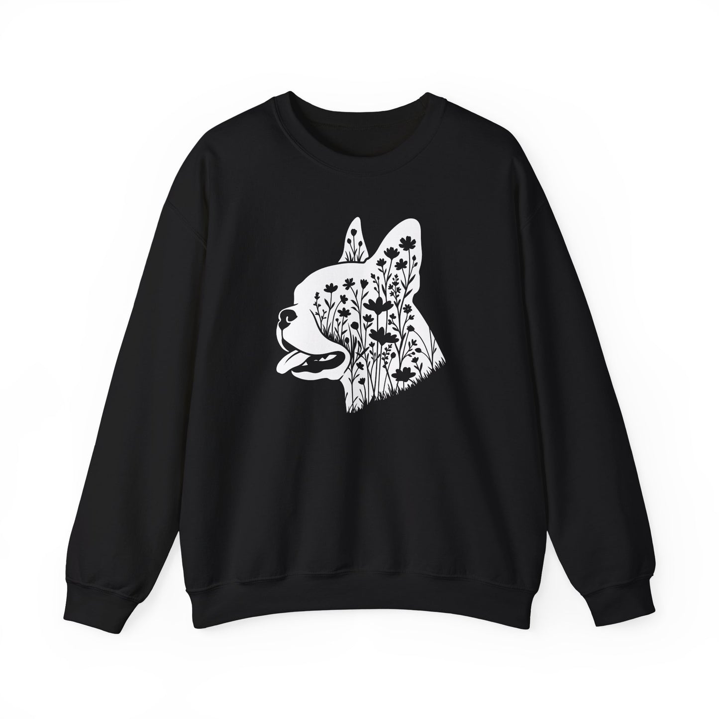 Boston Terrier Flowers Crewneck Sweatshirt
