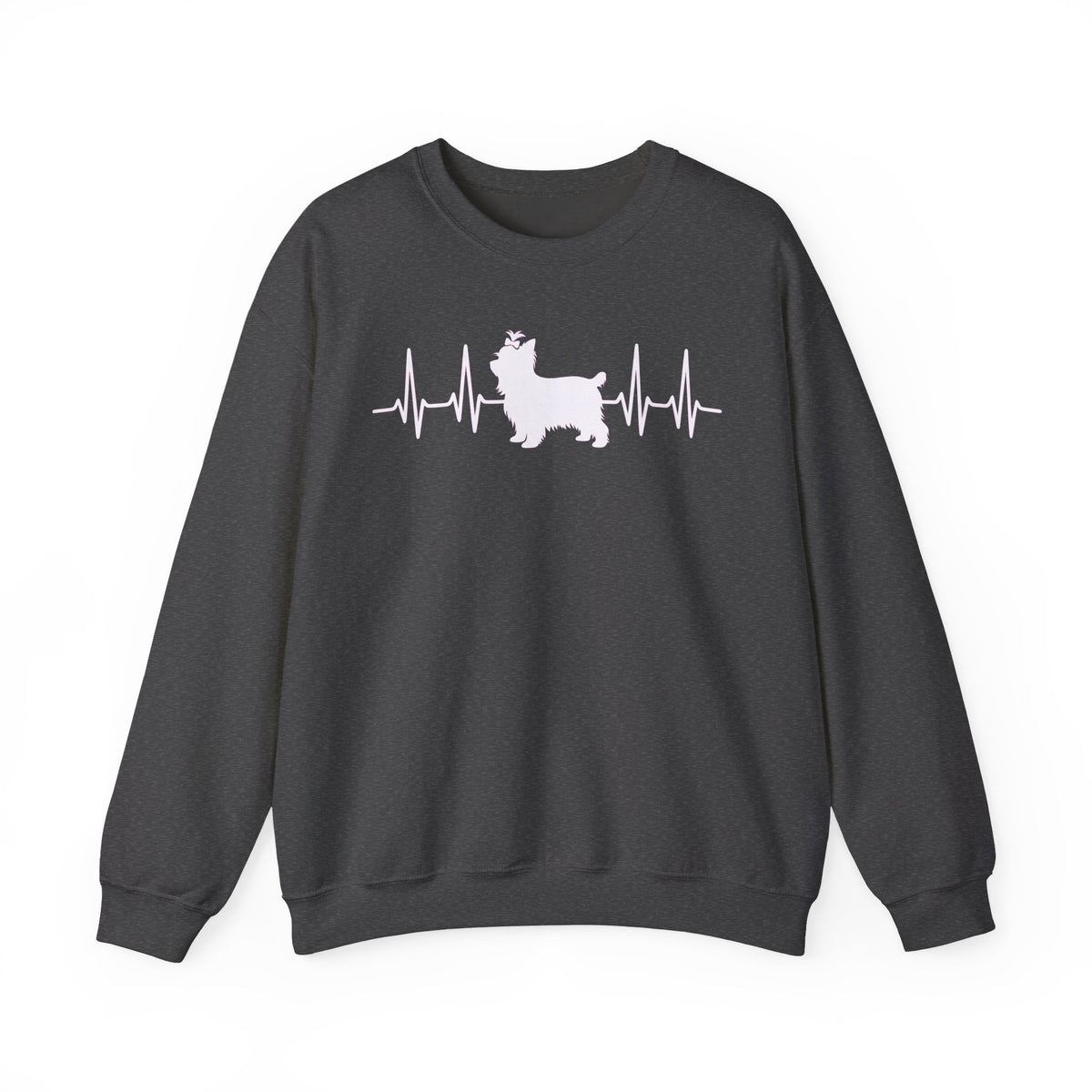 Yorkshire Terrier Heartbeat Crewneck Sweatshirt Dark Heather