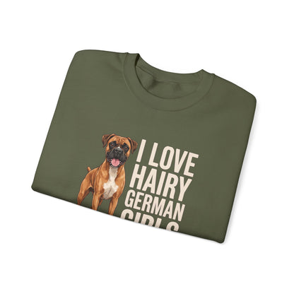 Fawn Boxer Hairy German Girl Crewneck Sweatshirt