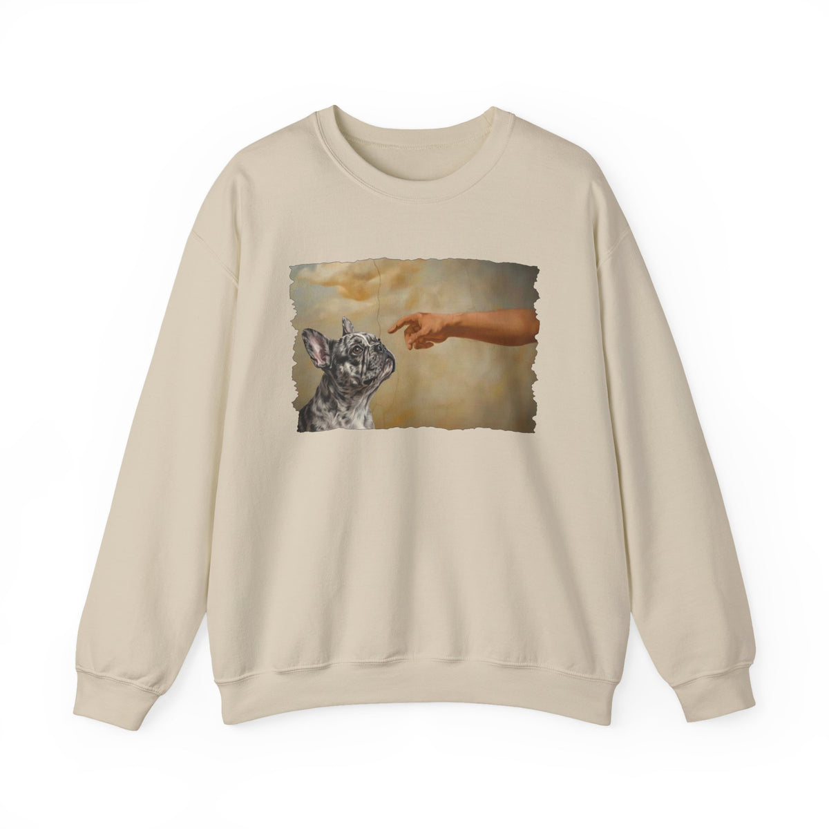 God Creates Merle Frenchie Crewneck Sweatshirt Sand