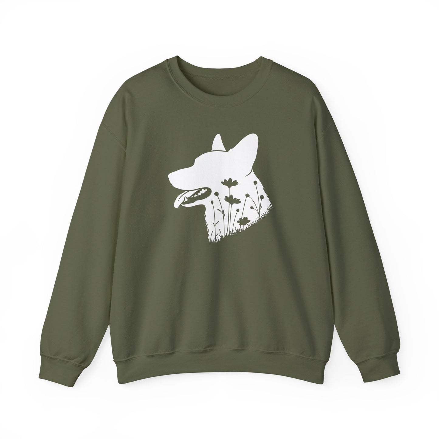 Cardigan Welsh Corgi Flowers Crewneck Sweatshirt