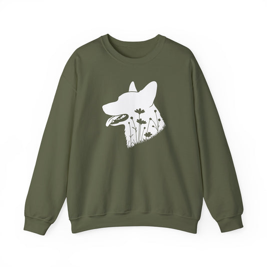 Cardigan Welsh Corgi Flowers Crewneck Sweatshirt
