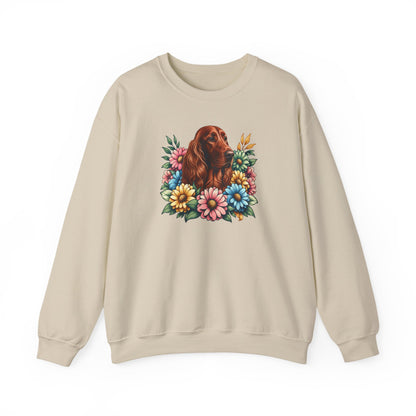 Irish Setter Flower Wreath Crewneck Sweatshirt