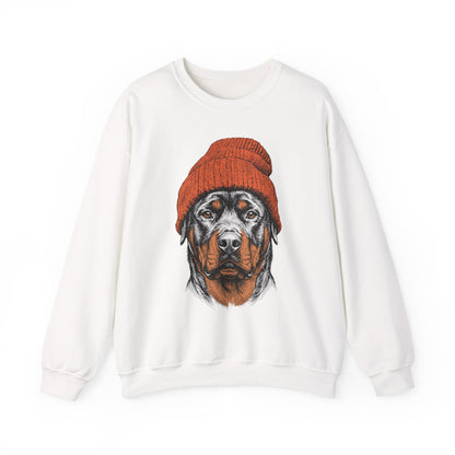 Rottweiler Beanie Crewneck Sweatshirt