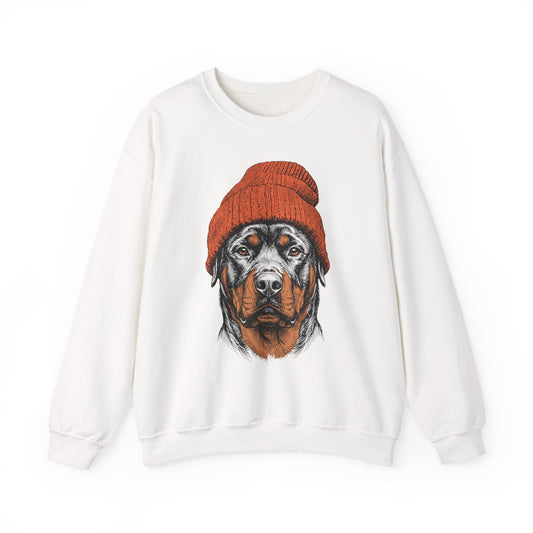 Rottweiler Beanie Crewneck Sweatshirt