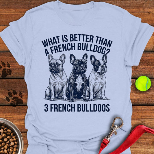 3 French Bulldogs Light Blue