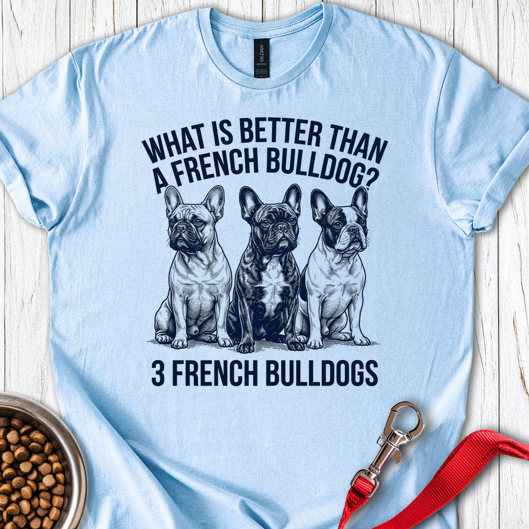 3 French Bulldogs Light Blue